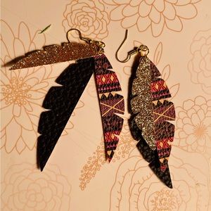 Homemade Feather Shaped Earrings - 3 layers